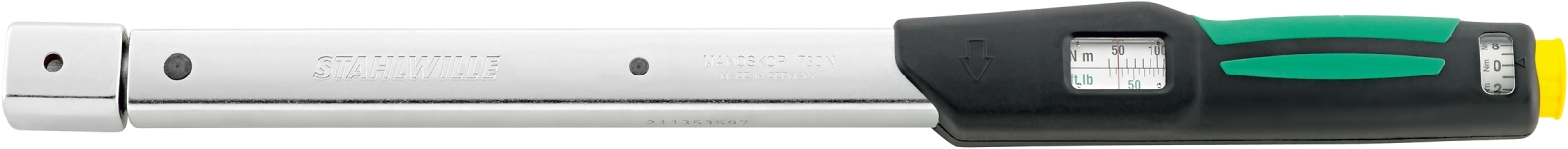 STAHLWILLE 730N/65 FIX Click Torque Wrench, 30 To 650 Nm, 14x18 mm mm Drive, Rectangular Drive, 890mm Overall