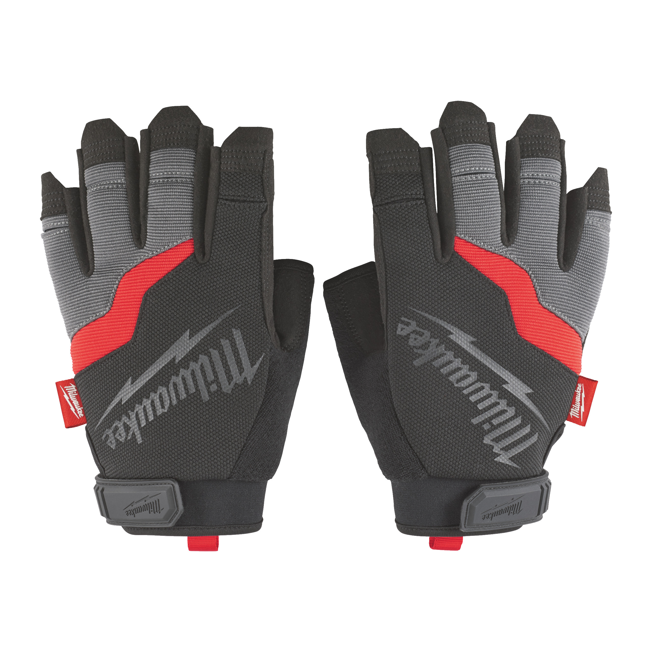 Milwaukee Fingerless Gloves Grey Nylon, Synthetic Leather Glove, Size 10