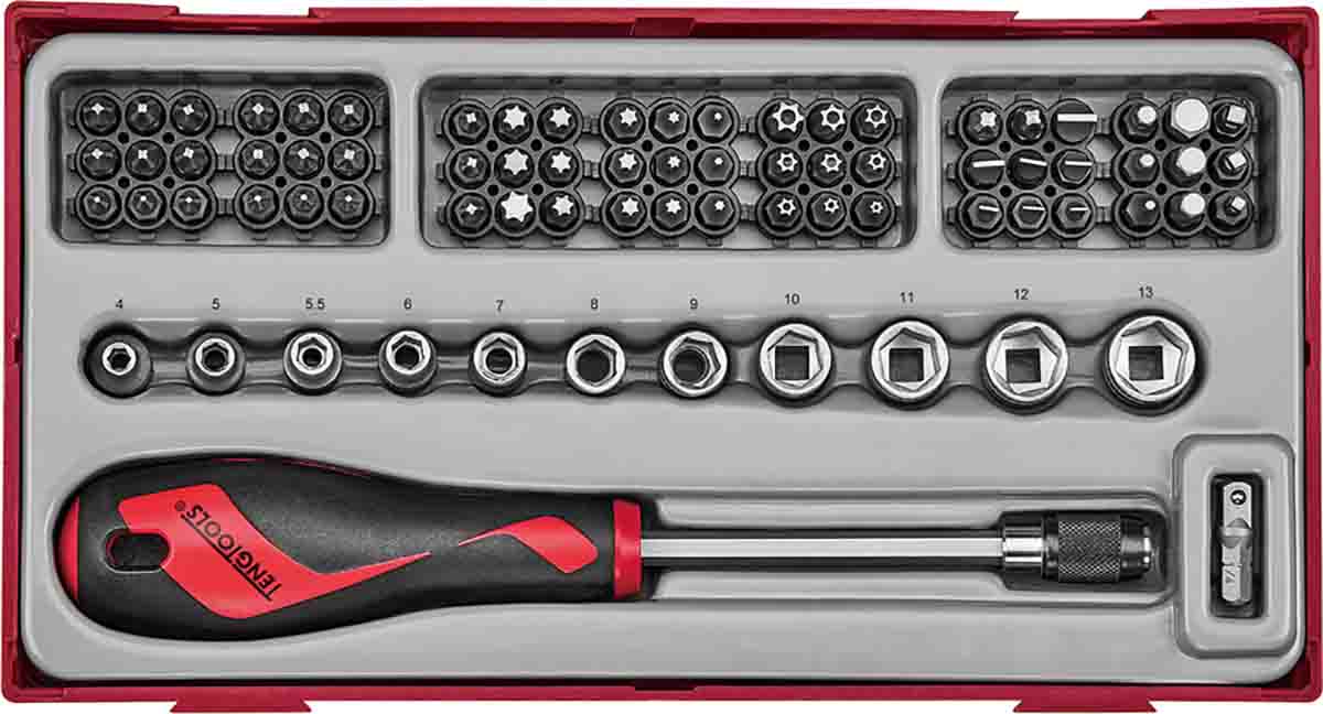 ttmdq76 Teng Tools Bits driver set 76 Pieces, Hexagon, Phillips, Slotted, Torx