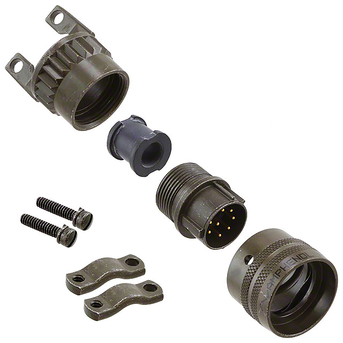 Amphenol Industrial, 97Size 18 Straight Cable Clamp Strain Relief, For Use With Wires Protected by Tubing, Jacketed