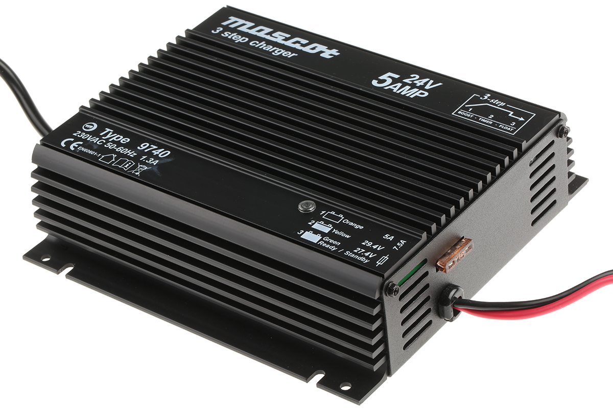 Mascot 9640 Battery Charger For 24V, Lead Acid 5 A with UK plug DC Plug