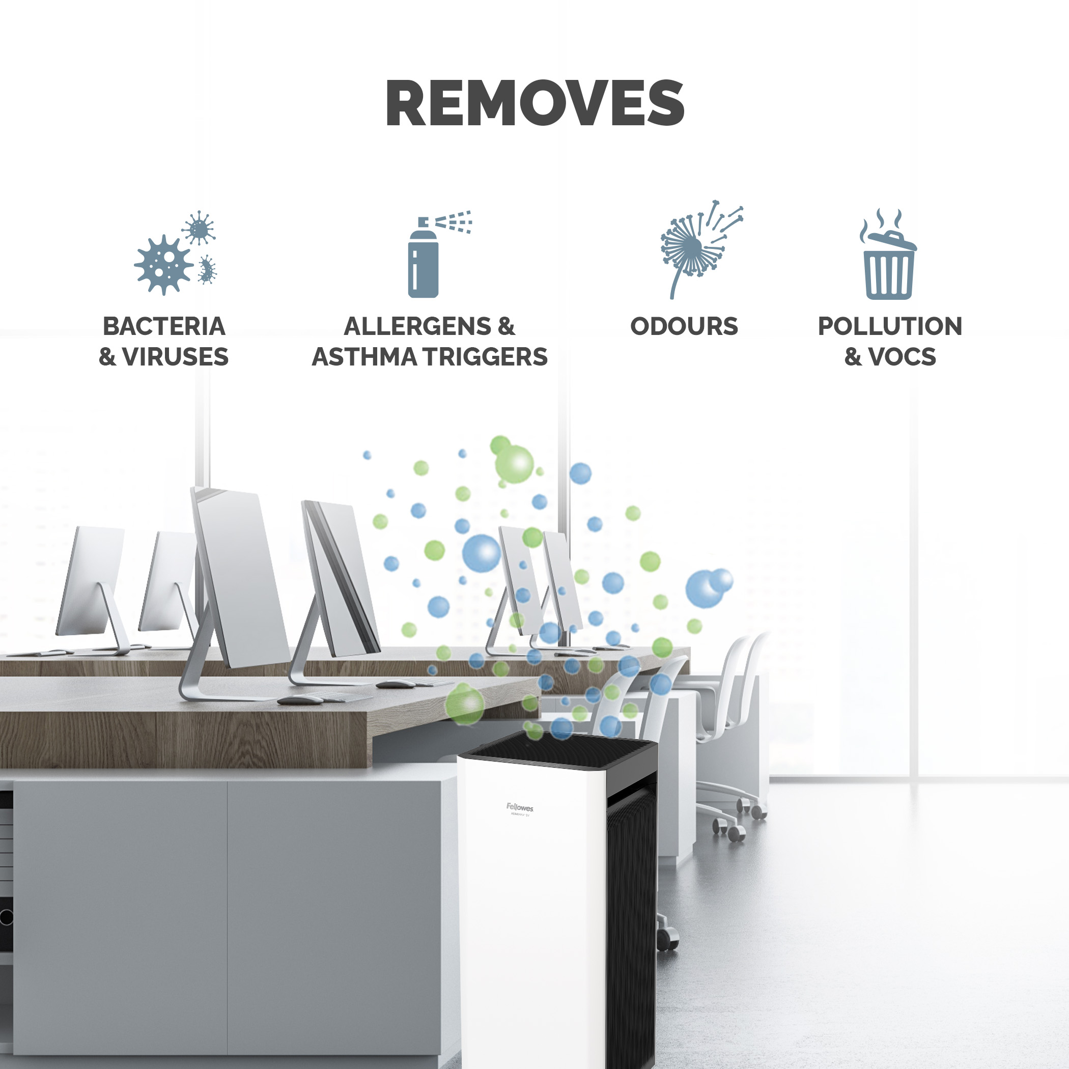 9799601 Fellowes HEPA Air Purifier, 80 m², 69.5 dB