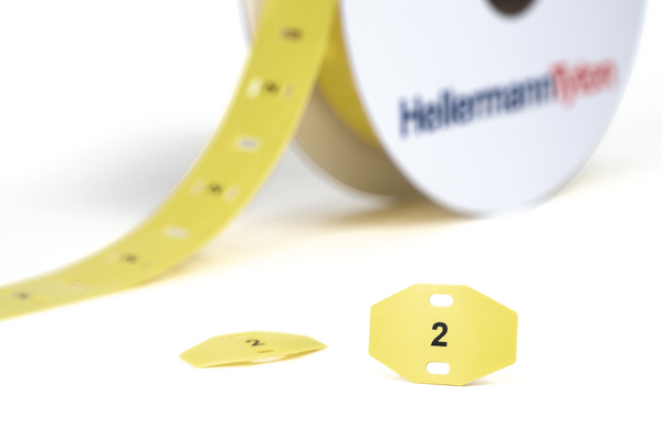 HellermannTyton TAGPU Cable Tie Cable Marker, Yellow, Pre-printed "Ladder Style", for Large Cable Bundles And Wires,
