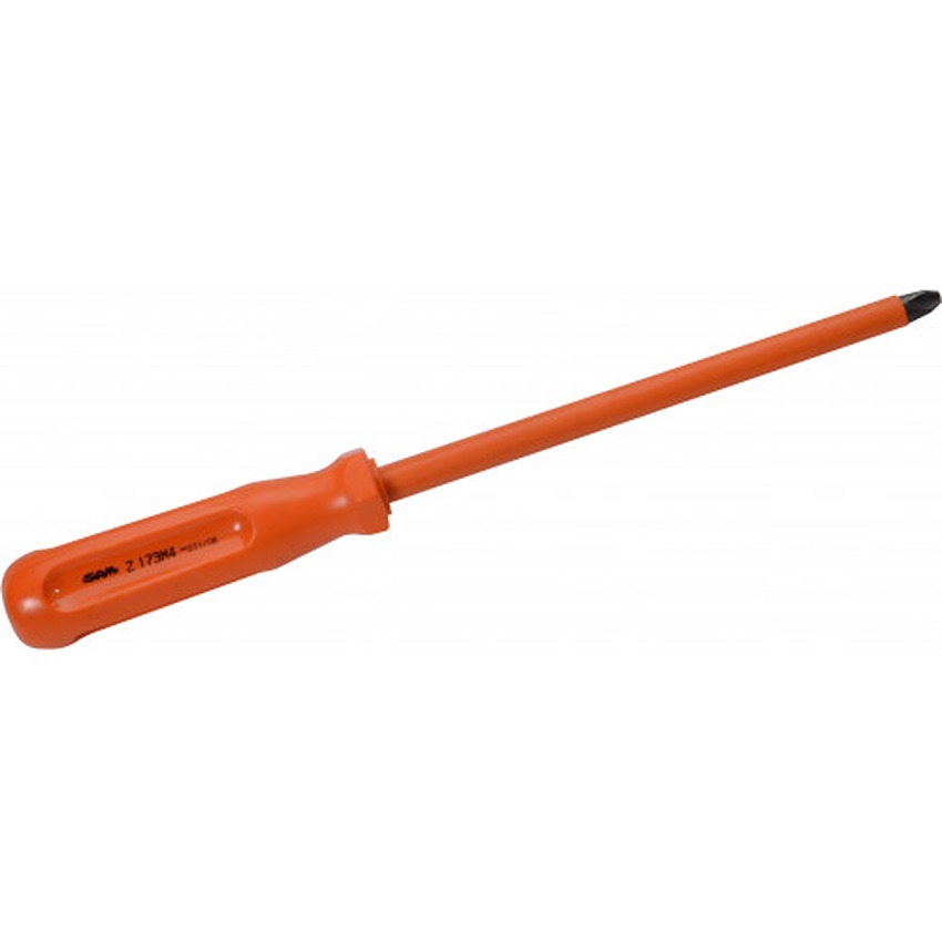 SAM Phillips  Screwdriver, 4 mm Tip, 270 mm Blade, VDE/1000V, 270 mm Overall
