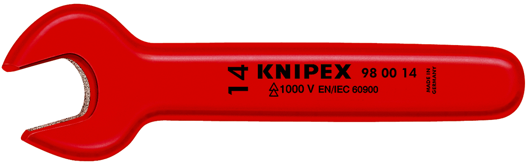 Knipex Open End Wrench, 145 mm Overall, 15 mm Jaw Capacity VDE/1000V Approved