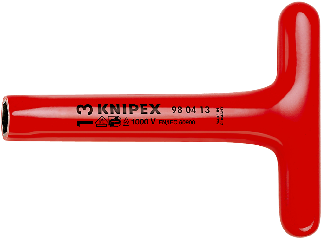 Knipex Hexagonal Nut Driver with T-Handle, 17 mm Tip VDE/1000V Approved, 300 mm Overall