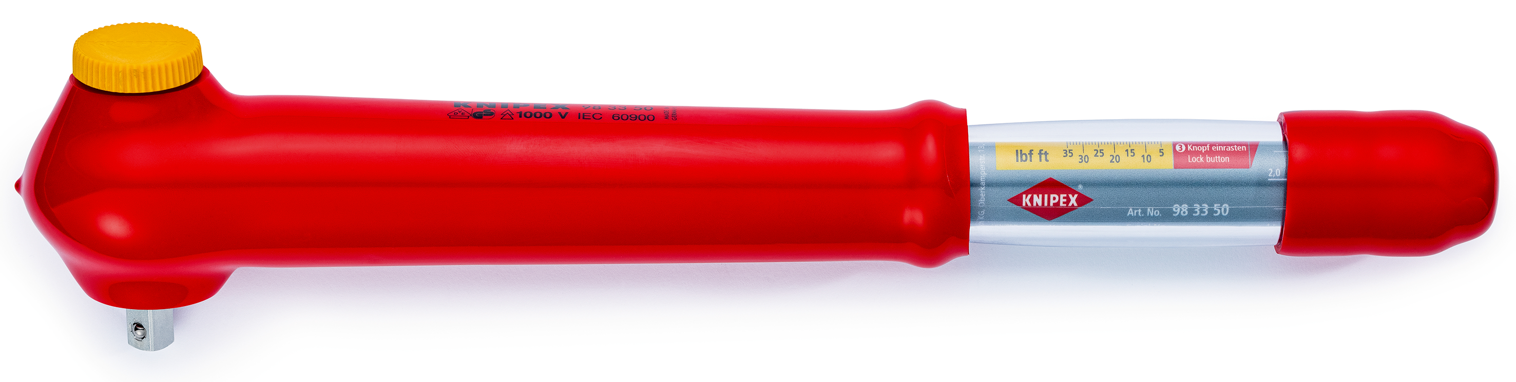 Knipex Click Torque Wrench, 5 To 50 Nm, 3/8 in Drive, Square Drive, 385mm Overall, RSCAL