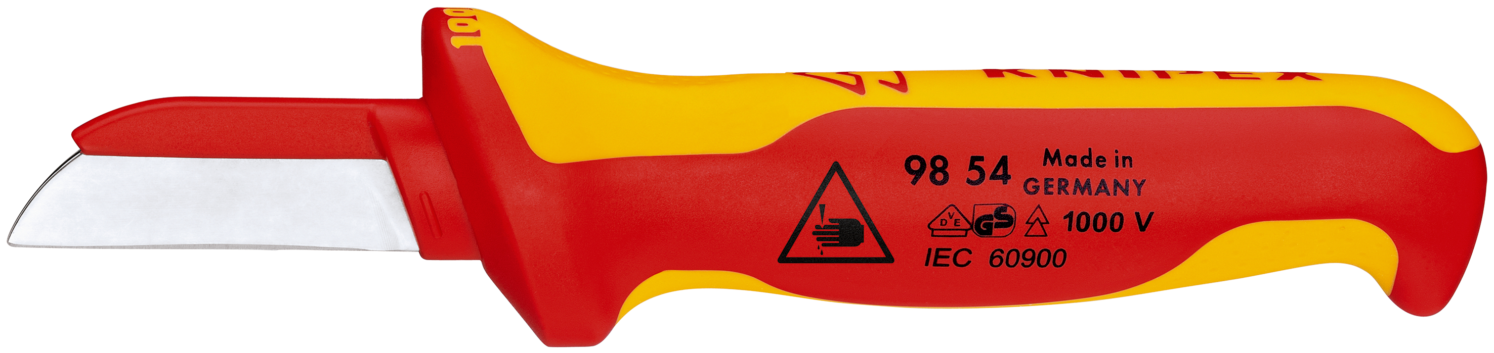 Knipex Cable Knife Insulating Multi-Component Handle VDE/1000V Approved, 190mm Overall, 50 mm Blade Special Tool Steel