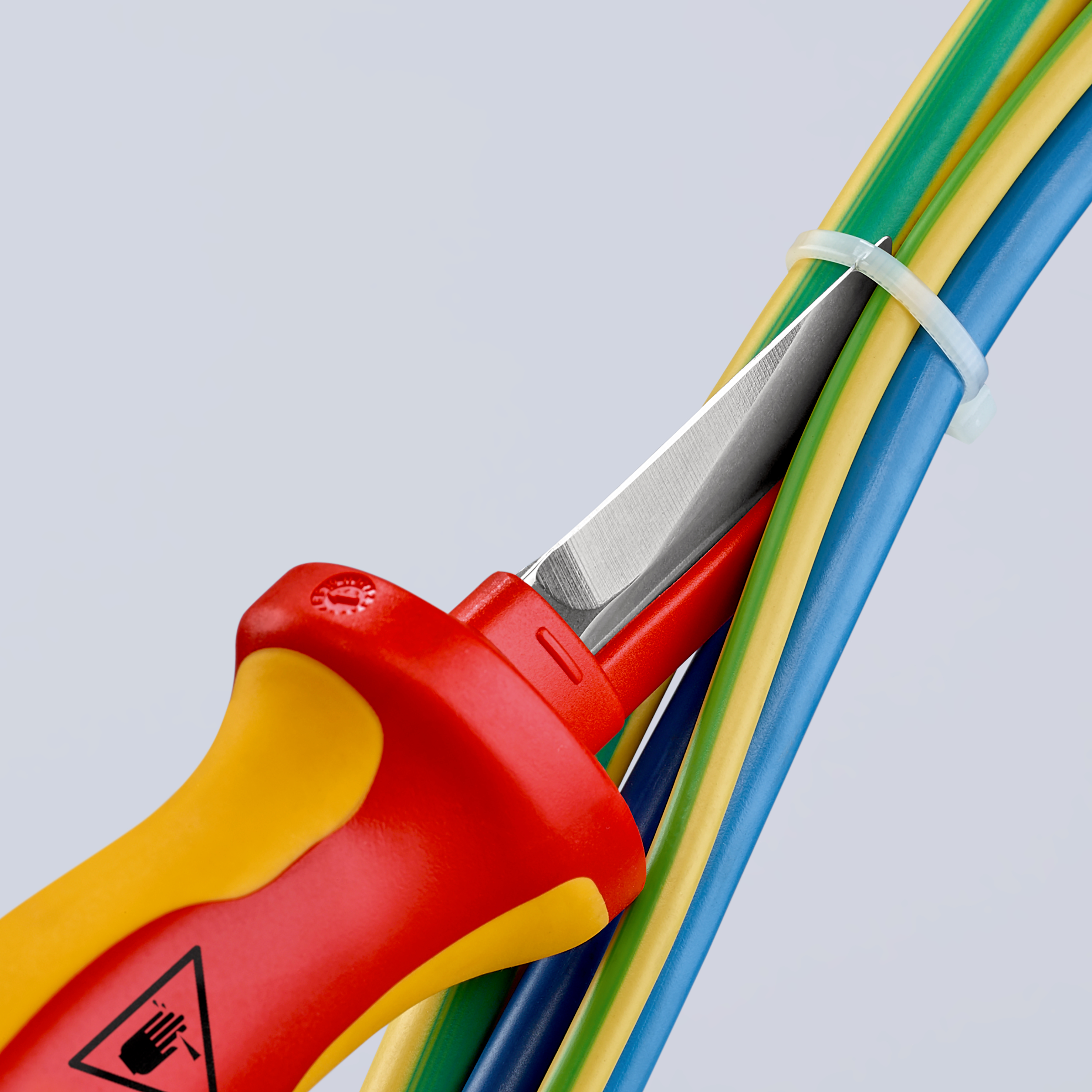 98-54 Knipex Cable Knife Insulating Multi-Component Handle VDE/1000V Approved, 190mm Overall, 50 mm Blade Special Tool Steel