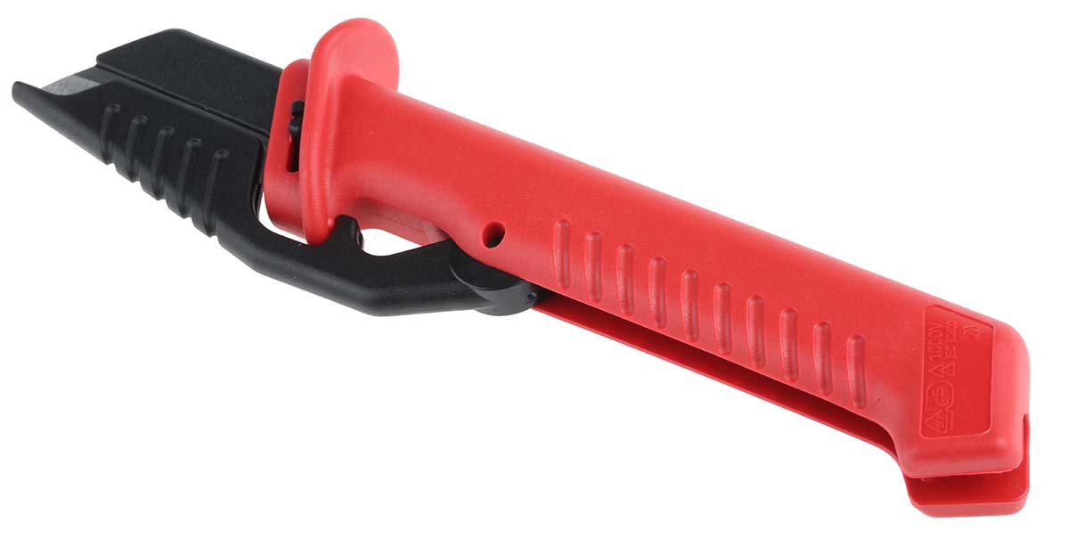 98-56 Knipex Cable Knife with Replaceable Blade VDE/1000V Approved, 190 mm Overall, 50 mm Blade Stainless Steel