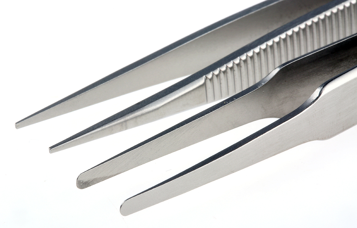 9859 Lindstrom 115 mm Stainless Steel Pointed ESD Safe Tweezer Set