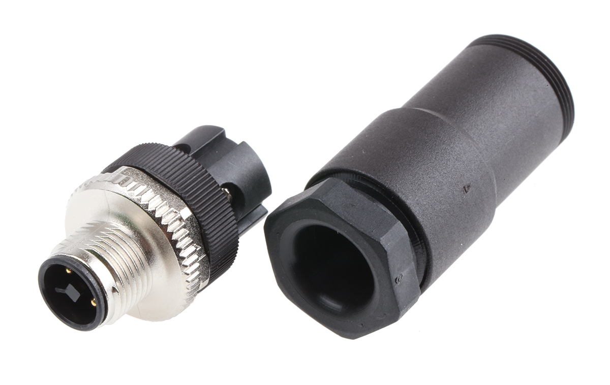 binder Circular Connector, 4 Contacts, Cable, M12 Connector, Socket, Male, IP67, 813 Series
