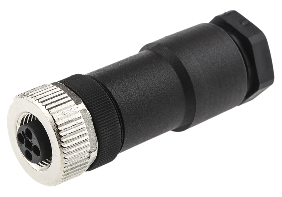 binder Circular Connector, 4 Contacts, Cable, M12 Connector, Socket, Female, IP67, 813 Series