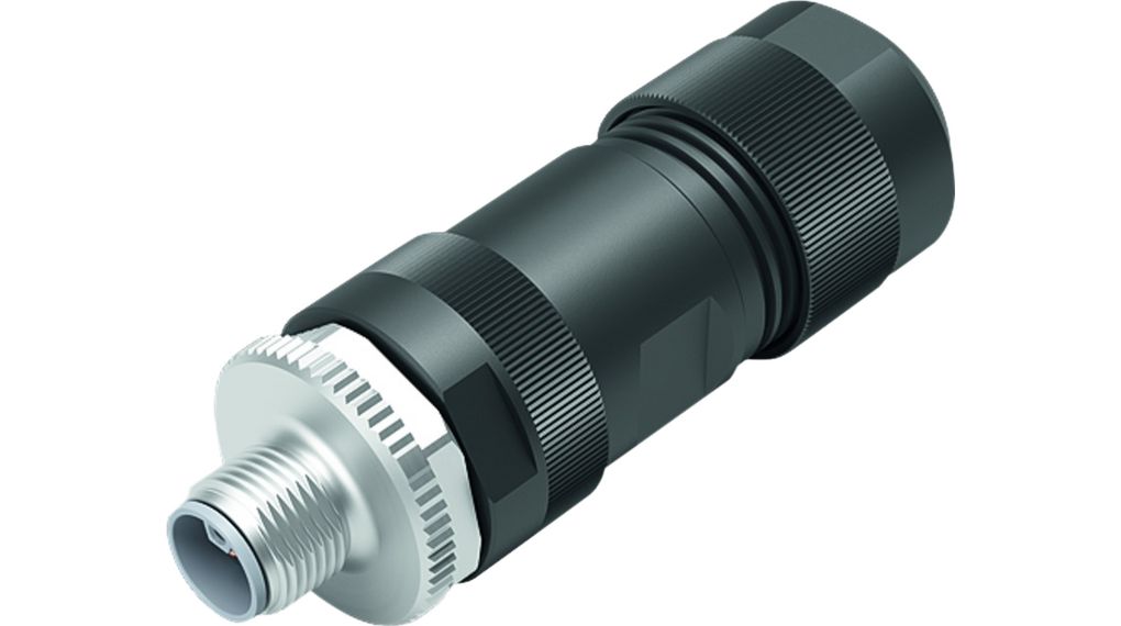 binder Connector, 4 Contacts, Cable, M12 Connector, Plug, Male, IP67, 813 Series