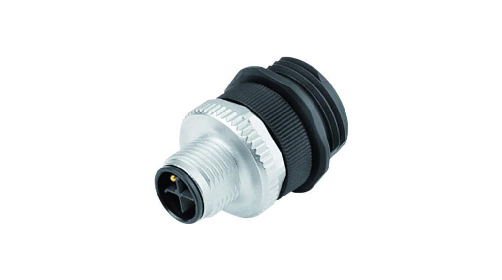 binder Connector, 3 Contacts, Panel Mount, M12 Connector, Plug, Male, IP68, 814 Series