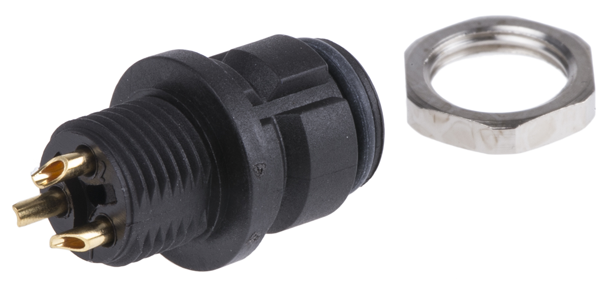 binder Circular Connector, 3 Contacts, Panel Mount, Subminiature Connector, Socket, Female, IP67, 620 Series
