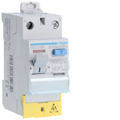 Hager CDC RCD Switch, 25A, 2 Pole, 30mA, Type AC, 230V