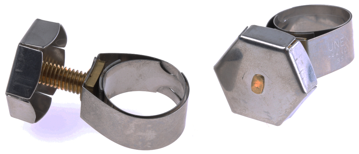 Unex Brass (Bolt), Stainless Steel Thumb Hex Hose Clip 19 mm ID