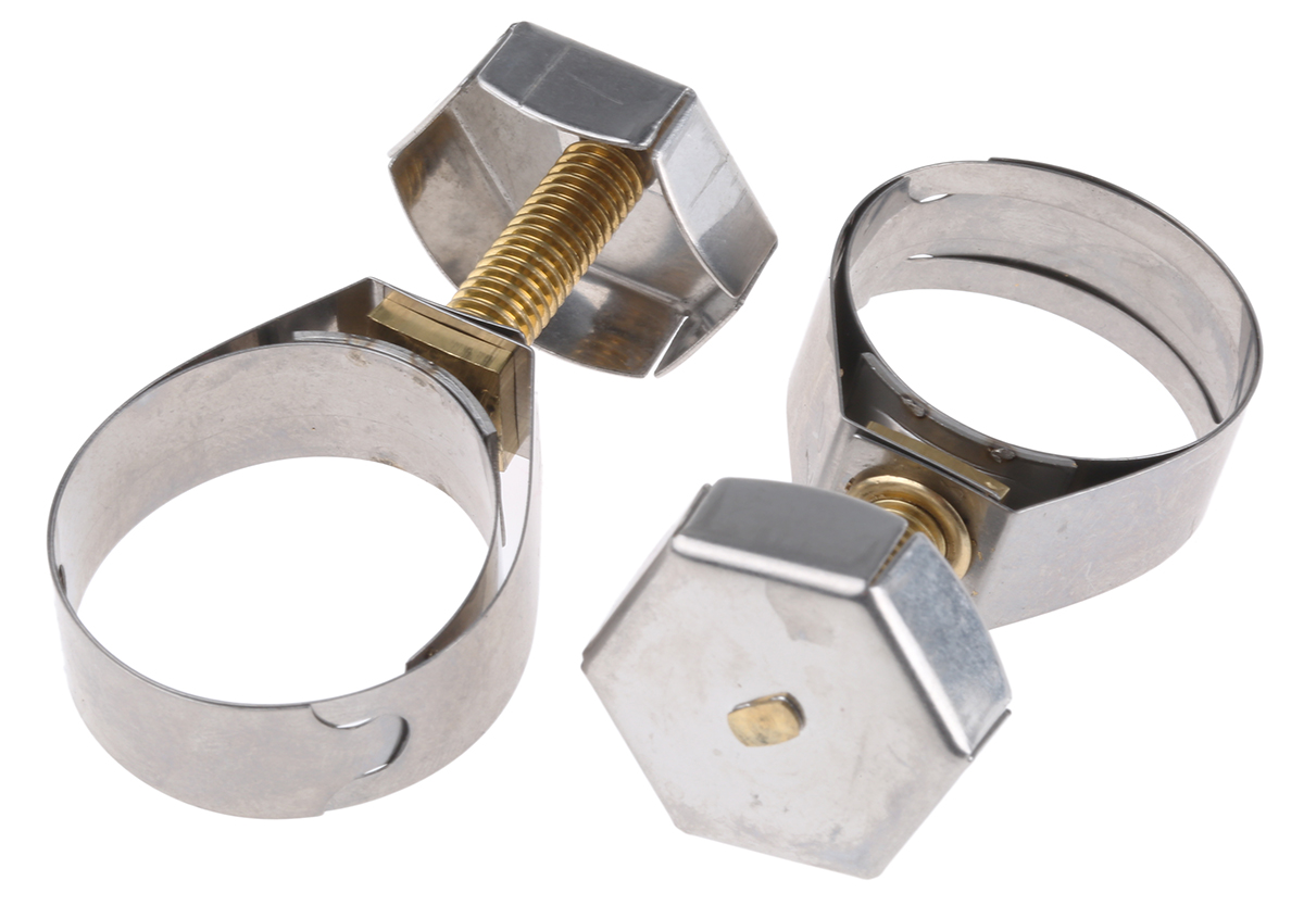 Unex Stainless Steel, Brass (Bolt) Thumb Hex Hose Clip 27 mm ID
