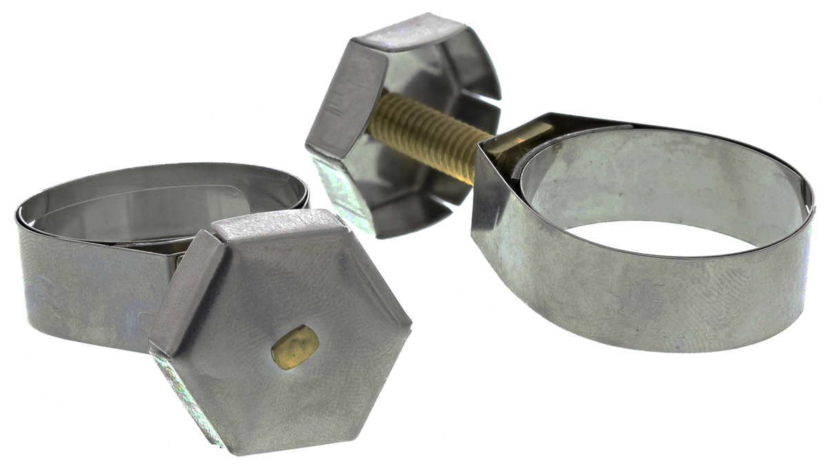 Unex Brass (Bolt), Stainless Steel Thumb Hex Hose Clip 30 mm ID