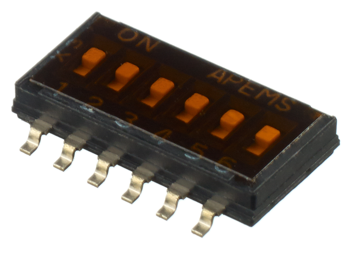 Apem 6 Way Surface Mount DIP Switch SPST, Recessed Actuator Slide Actuator