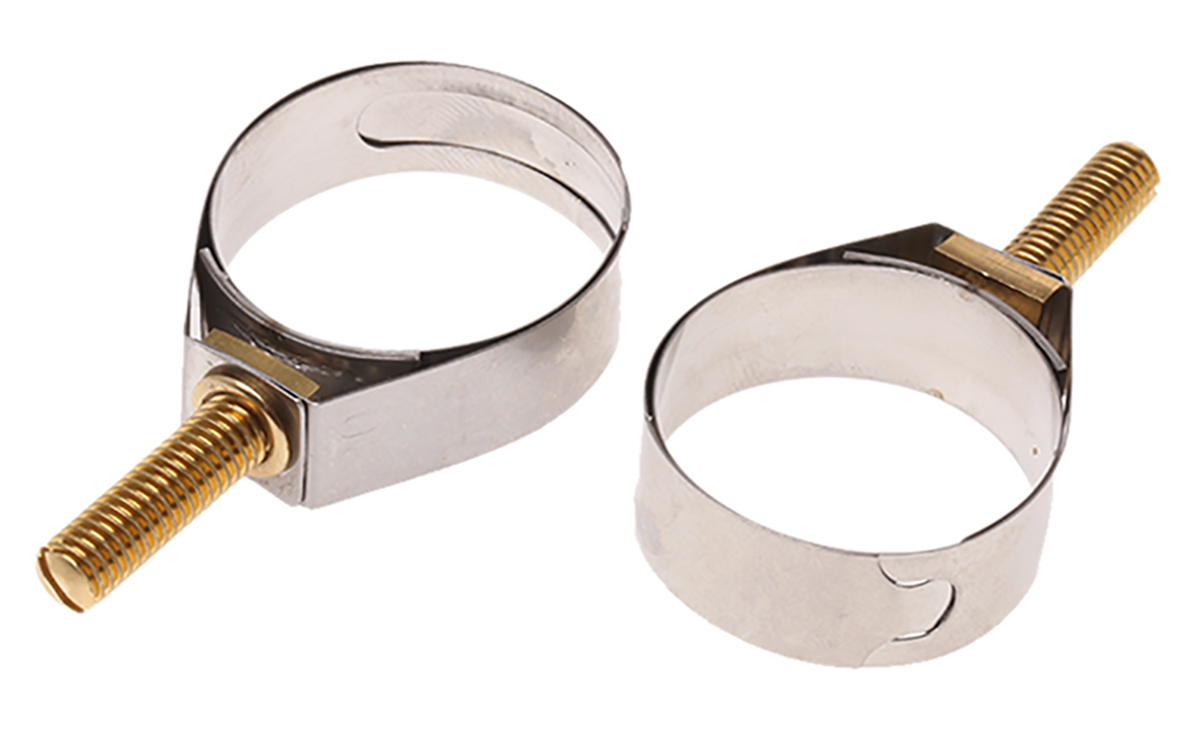 Unex Stainless Steel, Brass (Bolt) Slotted Screw Hose Clip 30 mm ID