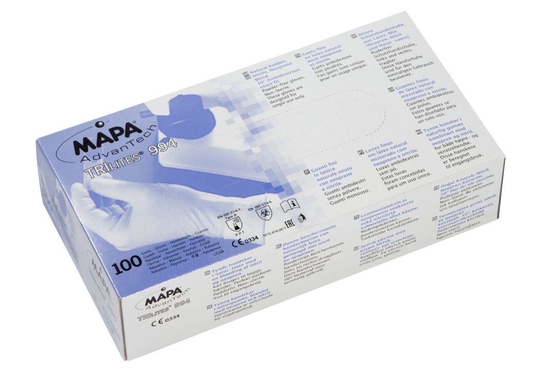 994 Mapa Solo  Purple Latex Glove, Size 7, Latex, Nitrile, Polychloroprene Coating