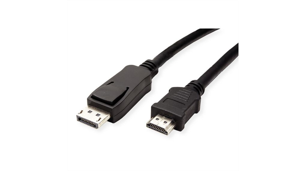 Value Male DisplayPort to Male HDMI, PVC  Cable, 1080p, 1m