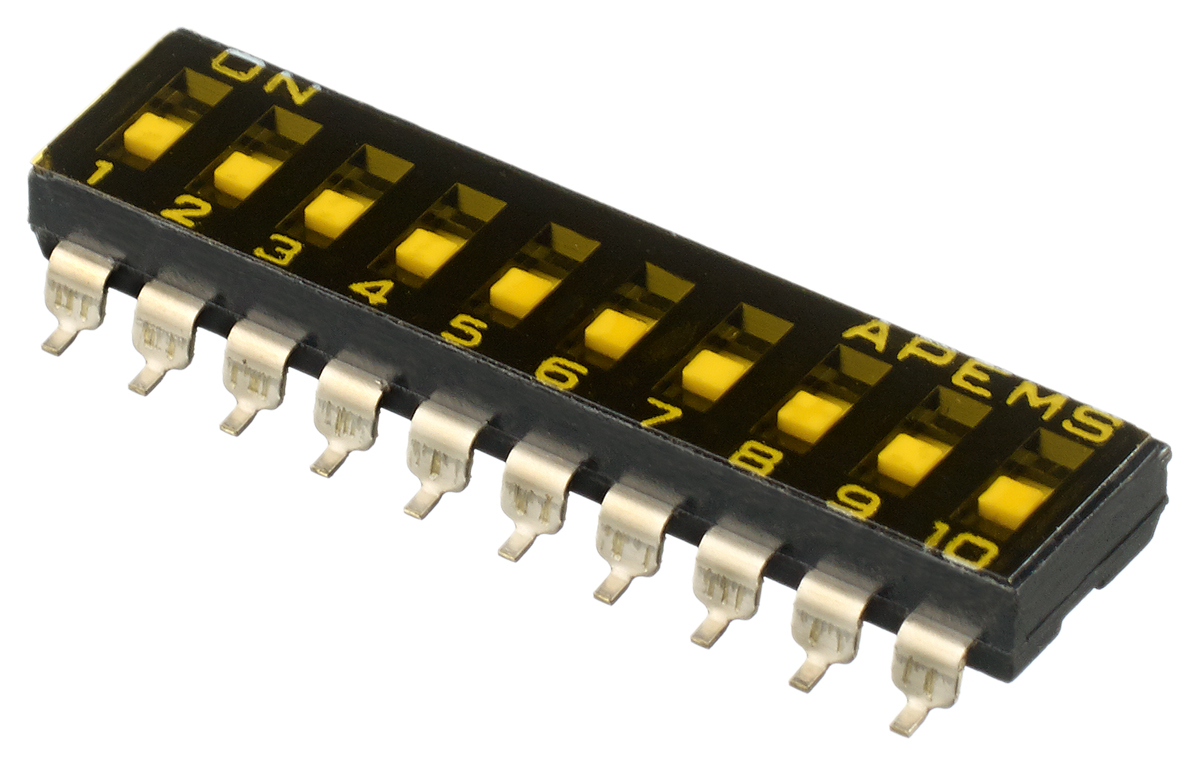 Apem 10 Way Surface Mount DIP Switch SPST, Recessed Actuator Slide Actuator