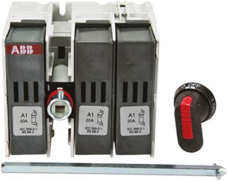 20 A 3P Fused Isolator Switch, A1 Fuse Size