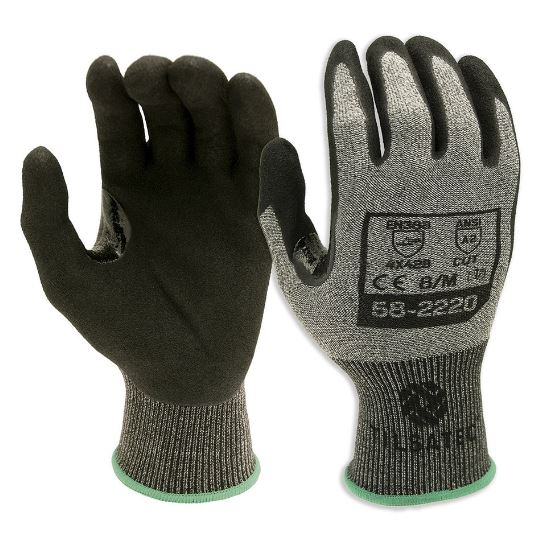 Tilsatec Black, Grey Fibreglass, HPPE, Polyamide, Polyethylene Terephthalate, Spandex Glove, Size 8, Bi-Polymer Coating