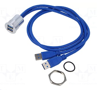 E-Pro Metal USB Panel Jack Double USB 3.0 Head Female A Back Male A