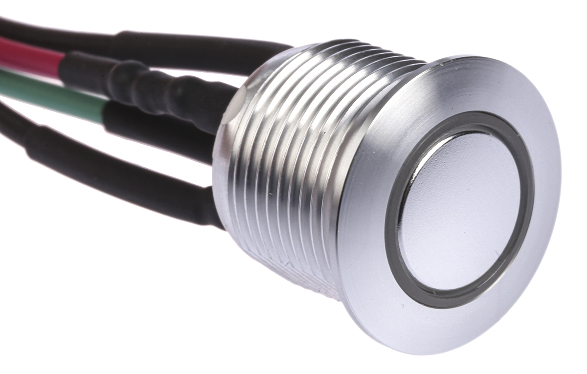 RS PRO Illuminated Push Button Switch, Momentary, Panel Mount, 16mm Cutout, SPST, Green, Red LED, 36V dc, IP67