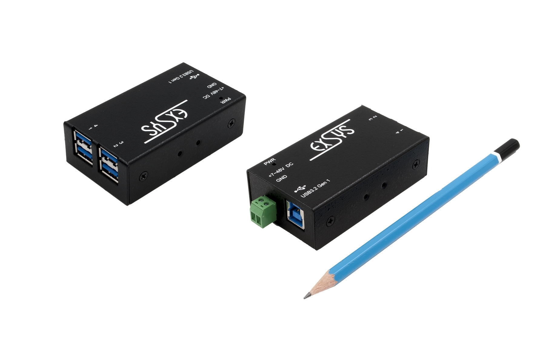Exsys 4 Port USB 3.2  Hub, Terminal Connector Powered, 81 x 46 x 24mm