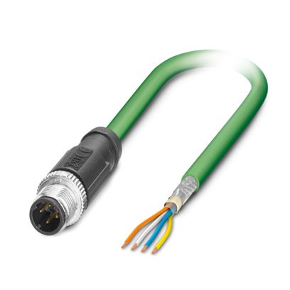 Phoenix ContactNBC, 40m Cat5, Green M12 to Male Free Ends, Shielded Shielded, Terminated PVC Sheath