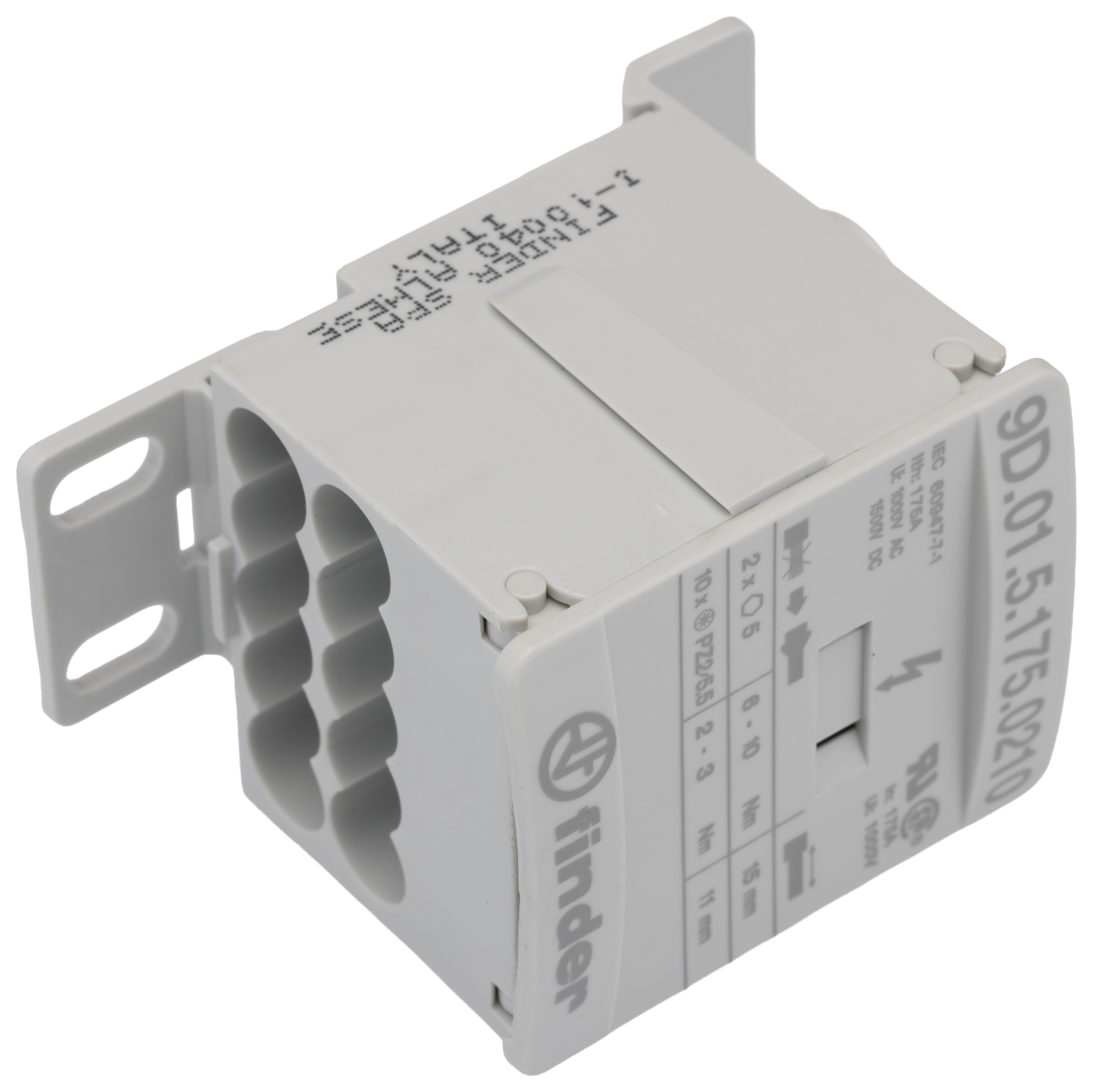 9d0151750210 Finder Non-Fused Terminal Block, 12 Way, 1000V, 1500 V, 100kA, White