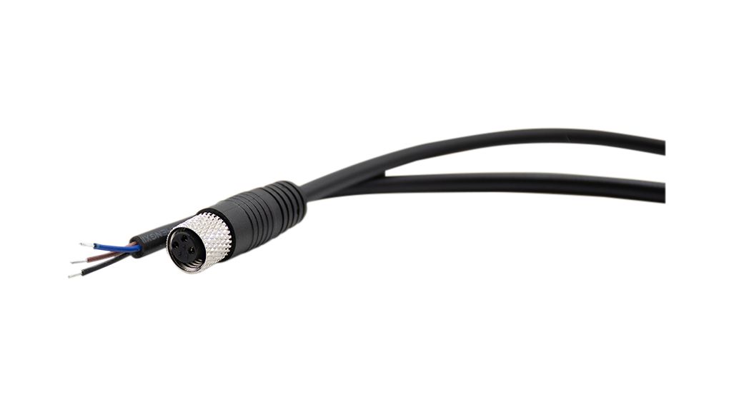 RND Female 3 way Straight M8 to Free End Cable Connector Cable, 5 m