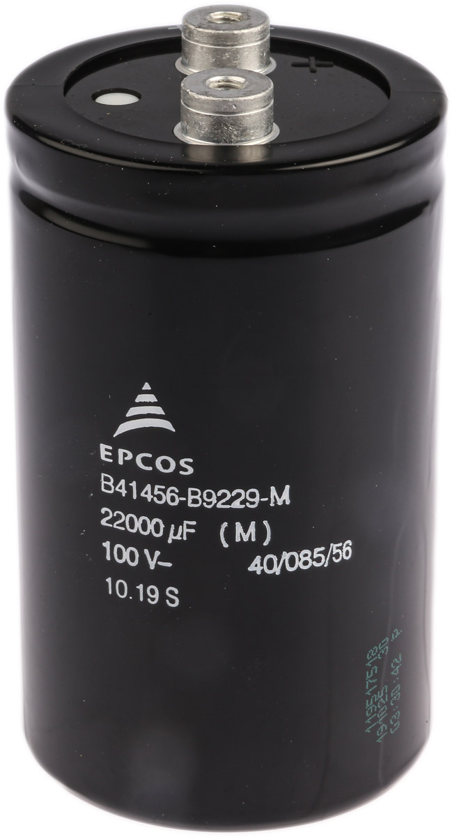 EPCOS 22000μF Aluminium Electrolytic Capacitor 100V dc, Screw Terminal - B41456B9229M600