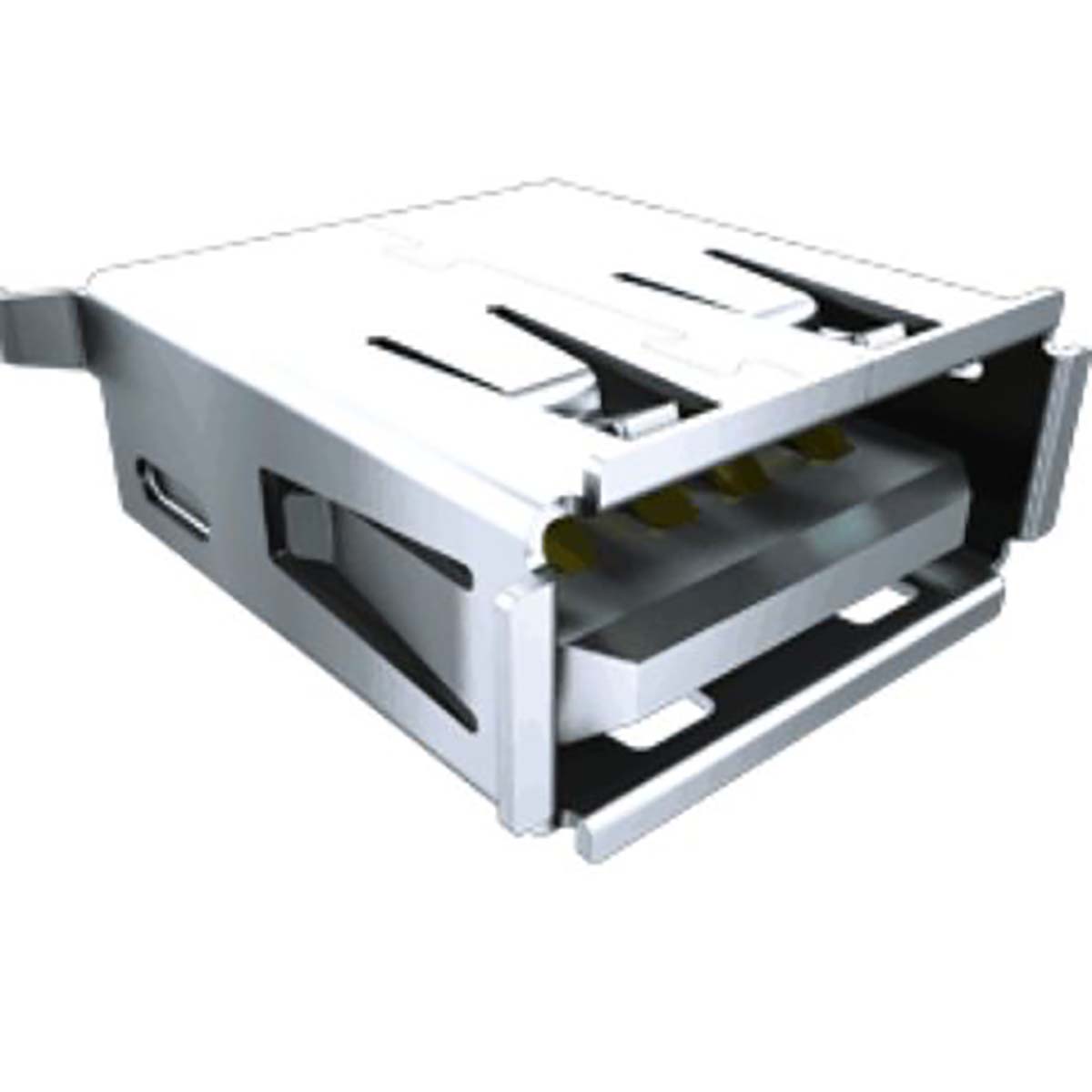 Samtec Right Angle, SMT, Socket- 4 Port Type A 2.0 USB Connector