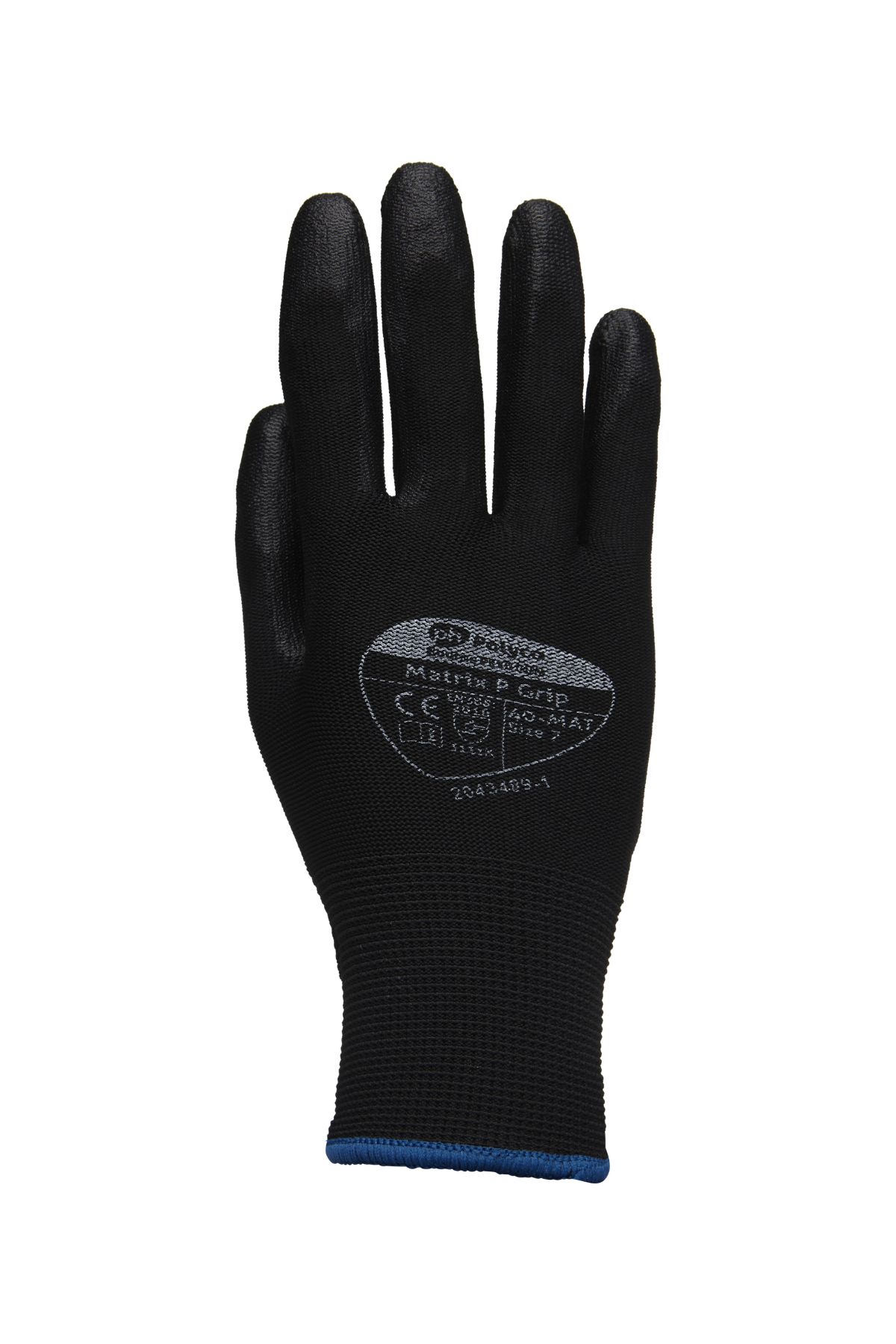 406-mat-bulk Polyco Healthline Black Polyurethane Reusable Gloves, Size 11, Polyurethane Coating