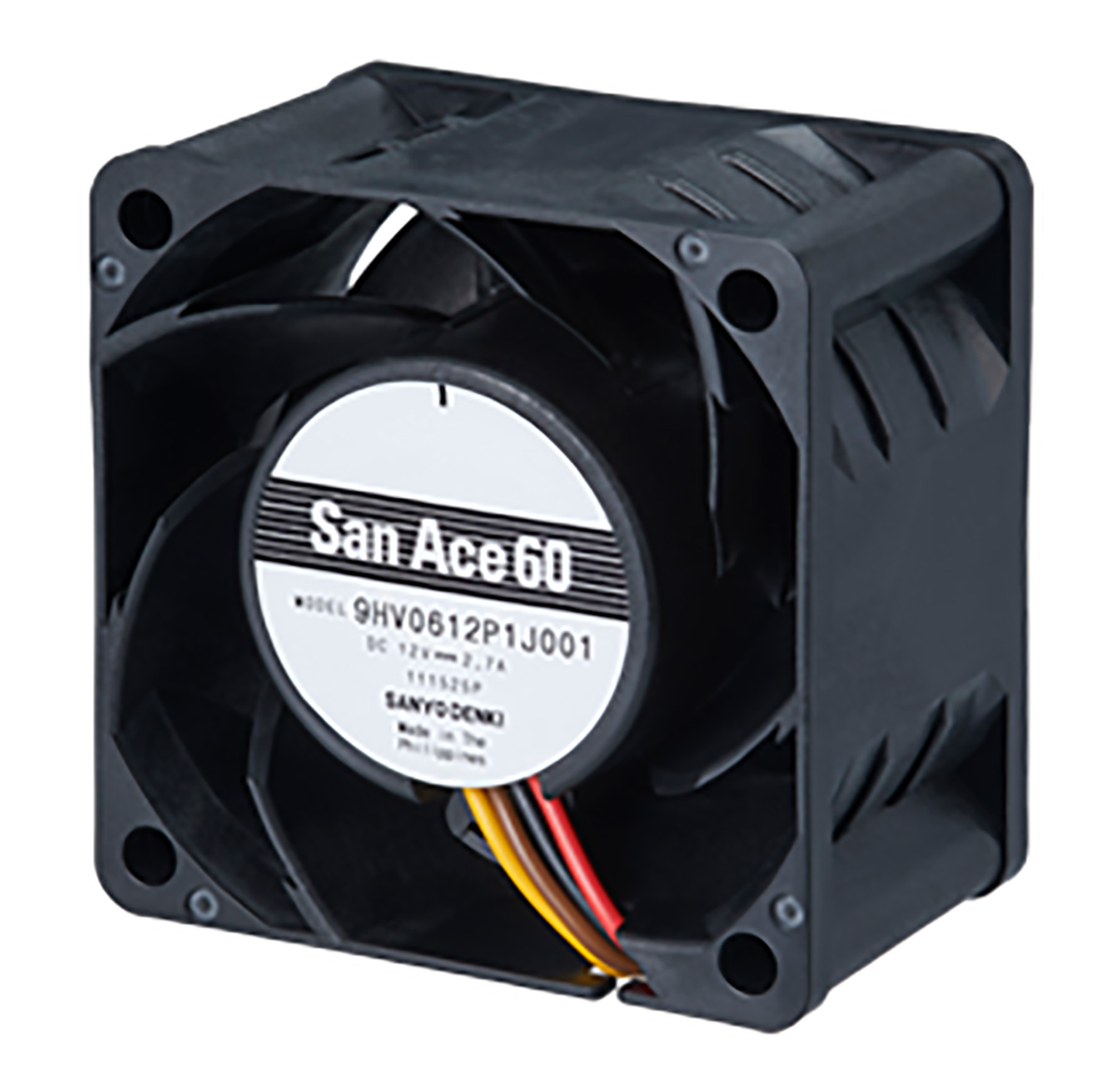 Sanyo Denki San Ace 9HV Series Axial Fan, 12V dc, 112.8 m³/h, 32.4 W, 2.7 A Max, IP0 60 mm 60mm 38 mm
