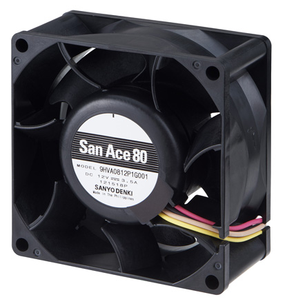 Sanyo Denki San Ace 9HVA Series Axial Fan, 12V dc, 225 m³/h, 42 W, 3.5 A Max 80 mm 80mm 38 mm
