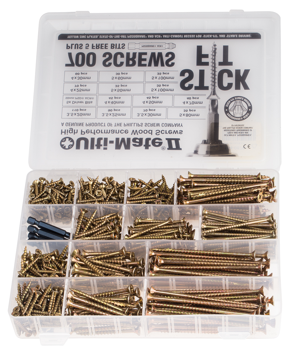 9ultimateplasbox1rs ULTI-MATE Steel 700 Piece Pozisquare Drive Wood Screw Drive Screw/Bolt Kit
