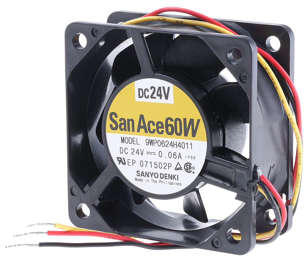 Sanyo Denki San Ace 9WP Series Axial Fan, 24V dc, 31.8 m³/h, 1.44 W, 60 mA Max, IP68 60 mm 60mm 25 mm