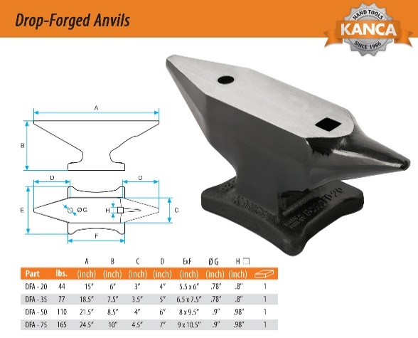 dfa-75 DROP FORGED ANVIL 75 KG - 165 LBS