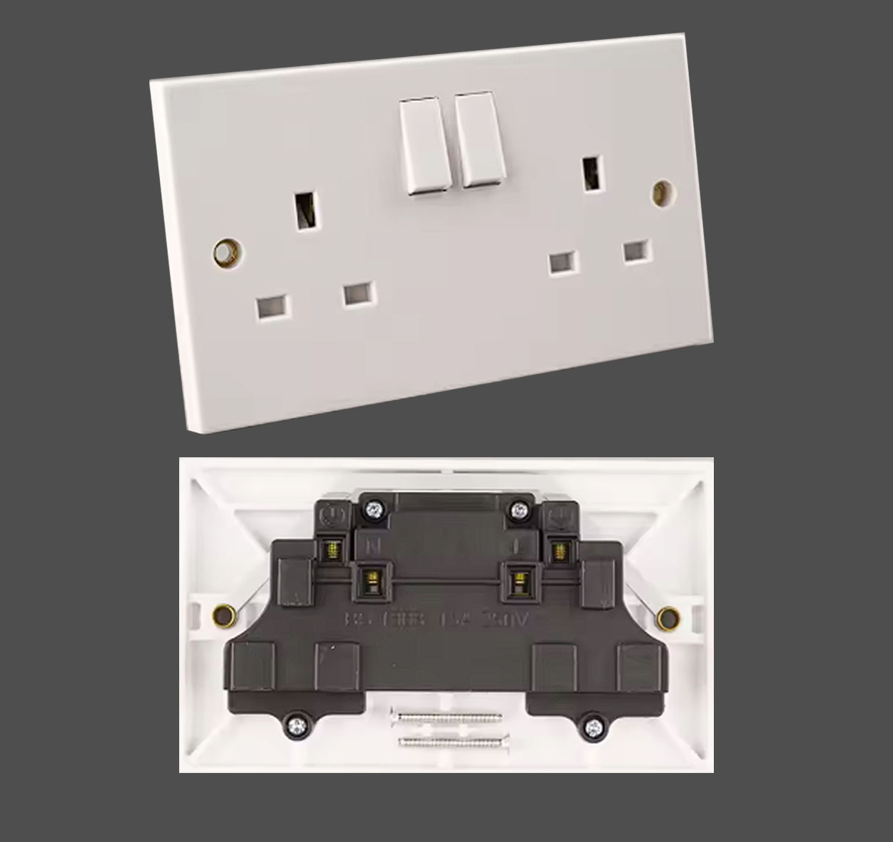 E-Pro Double Square Edge Switched Socket 13A