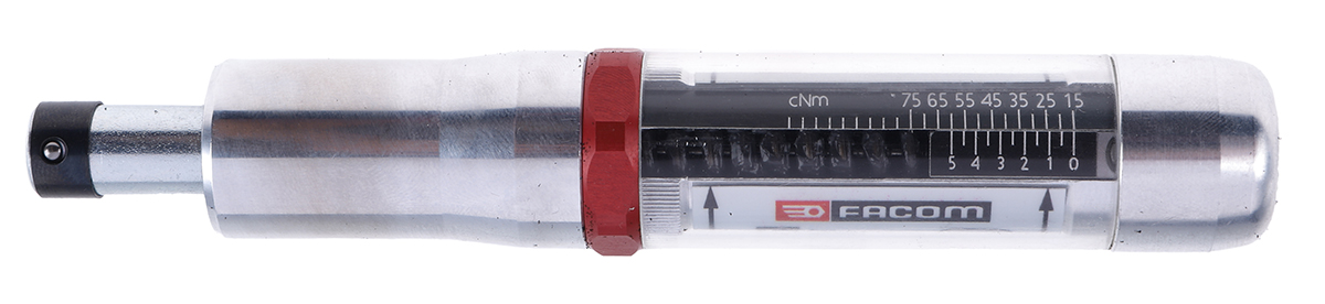 Facom Adjustable Torque Screwdriver, 0.15 To 0.75 Nm, 1/4 in Drive, ±6 % Accuracy, RSCAL