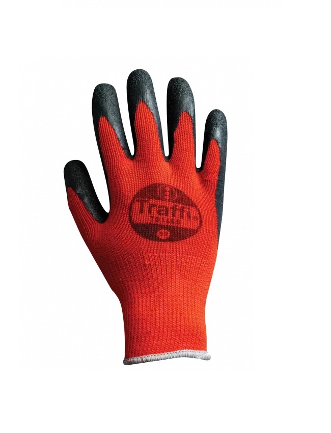 Traffi TG1655 Red Cotton, Polyester Work Gloves, Size 9, Latex Coating