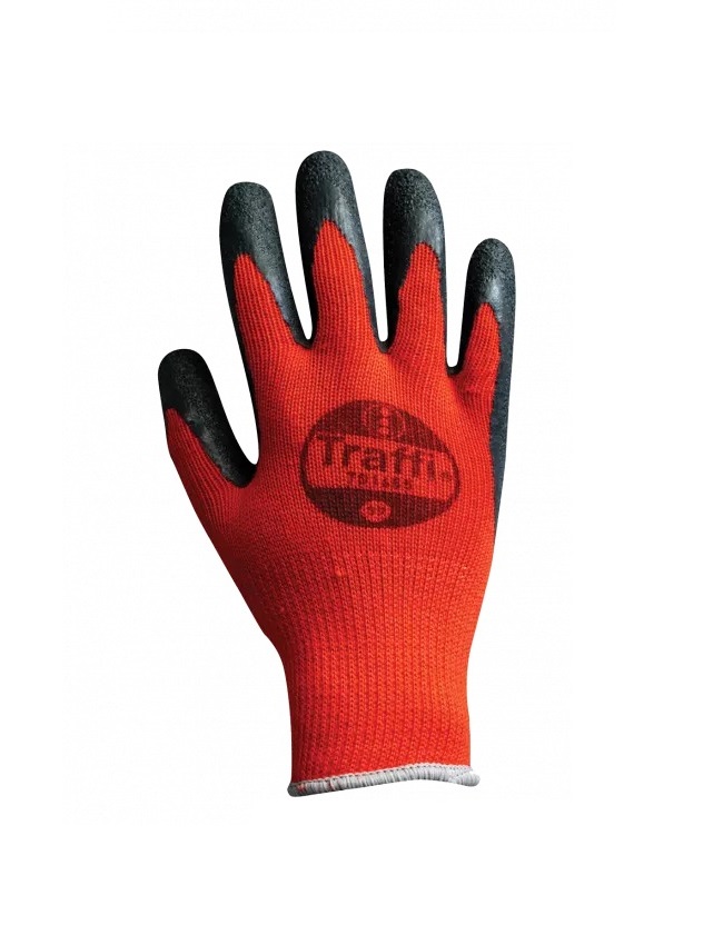 Traffi TG1850 Red Cotton, Polyester Work Gloves, Size 12, Latex Coating