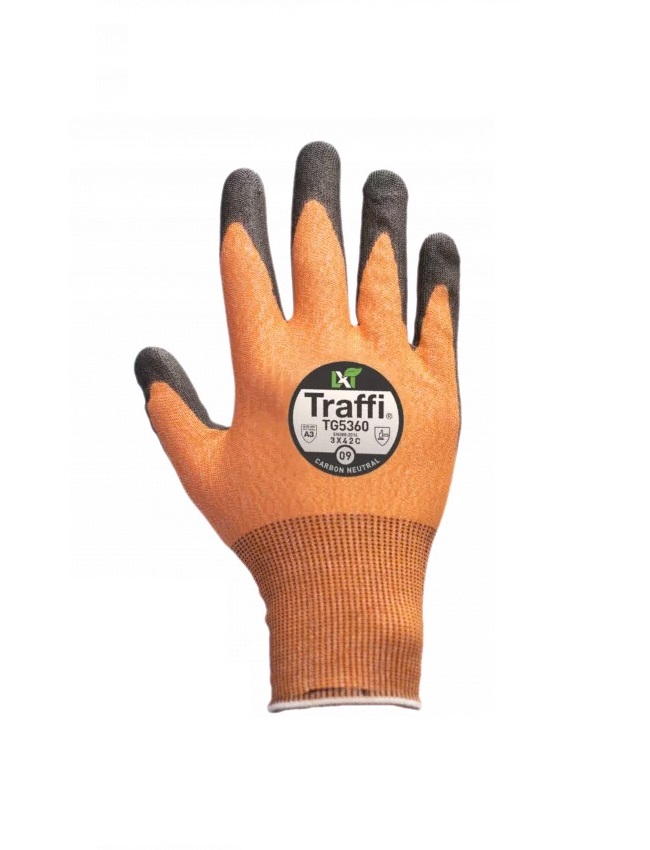 Traffi TG5360 Amber Polyester (Liner) Work Gloves, Size 5, Polyester Coating